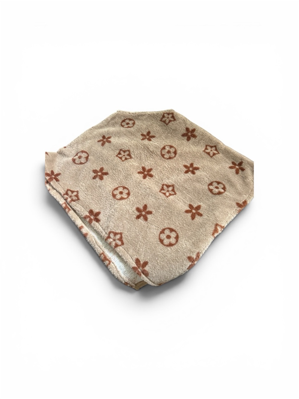 Beige Floral Pattern Plush Blanket